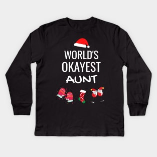 World's Okayest Aunt Funny Tees, Funny Christmas Gifts Ideas for Aunt Kids Long Sleeve T-Shirt